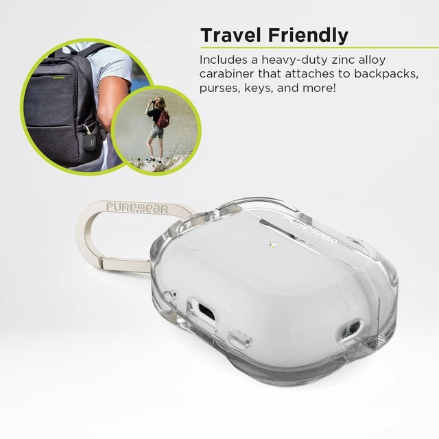 Alt view image 5 of 6 - Rugged Heavy-Duty Case + Carabiner for AirPods Pro 2nd/1st Generations, Military Tested and Approved, Durable Scratch Resistant TPU, Includes Convenient Carbiner Clip, LifetimeWarranty, Clear