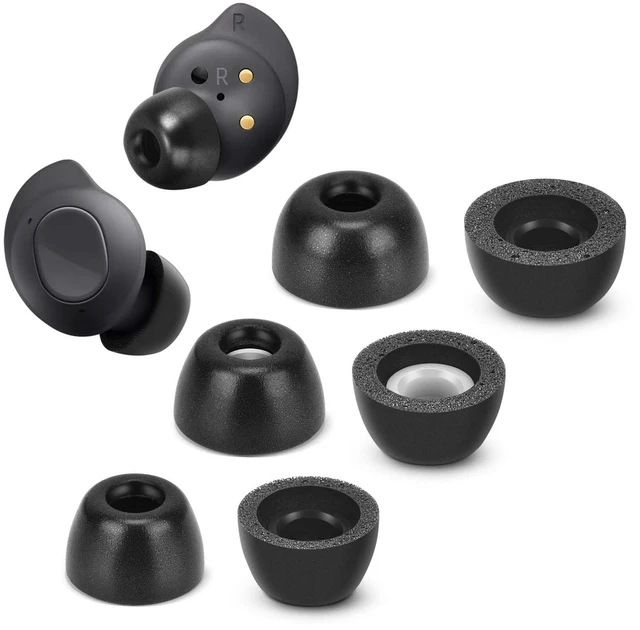 Main image of Memory Foam Tips for Samsung Galaxy Buds FE, No Silicone Eartips Pain, Anti-Slip Replacement Ear Tips, Fit in The Charging Case, Reducing Noise Earbuds, 3 Pairs (Assorted Sizes S/M/L, Black)