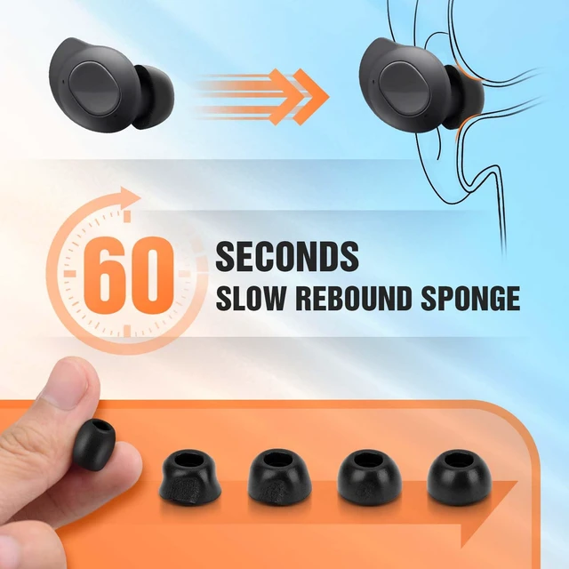 Alt view image 6 of 7 - Memory Foam Tips for Samsung Galaxy Buds FE, No Silicone Eartips Pain, Anti-Slip Replacement Ear Tips, Fit in The Charging Case, Reducing Noise Earbuds, 3 Pairs (Assorted Sizes S/M/L, Black)