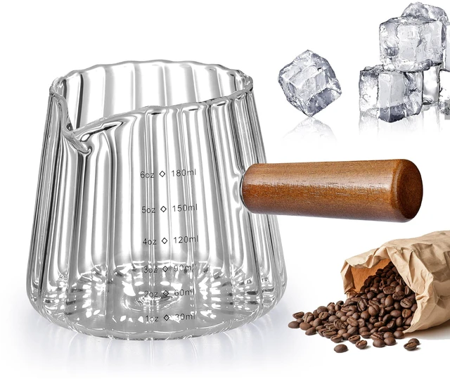 Main image of Espresso Cups, 6OZ Espresso Shot Measuring Cup Glass, V-Shaped Mouth, Markings in both oz& ml