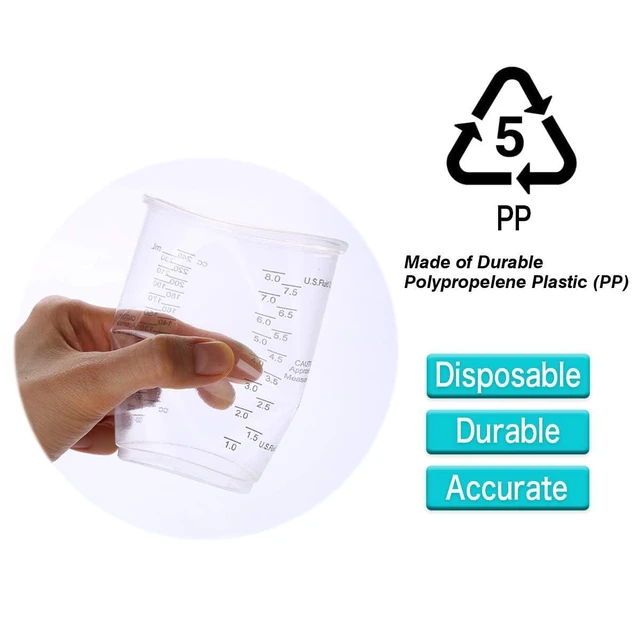 Alt view image 5 of 6 - 100pcs 8oz Graduated Clear Plastic Measuring Cups | 100pcs Wooden Stirring Sticks for Mixing Paint Pigments Epoxy Resins Resins