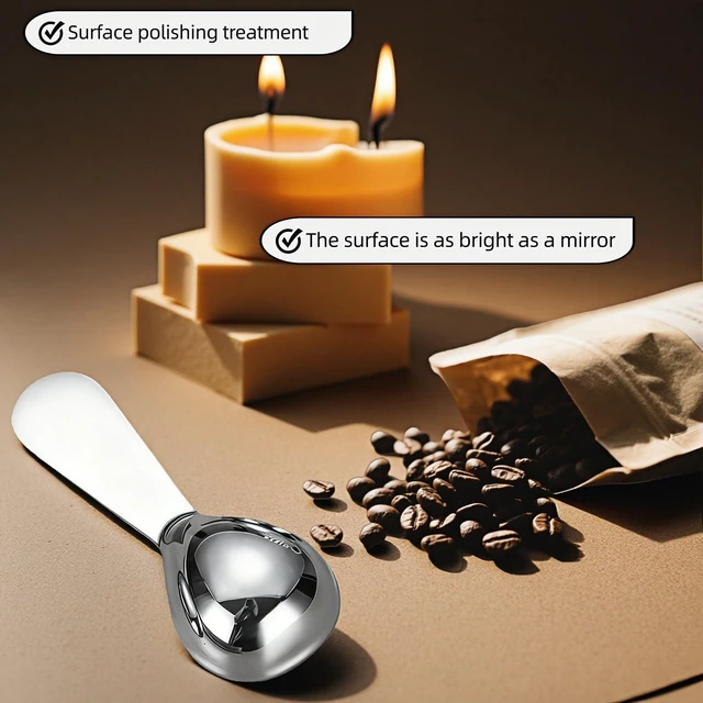 Alt view image 7 of 7 - 30ml Stainless Steel Coffee Scoop, 2 Tbsp Measuring Spoons for Protein Powder, Sugar, Flour & Tea - Short Handle, Laser Etched Markings, Dishwasher Safe, Heavy-Duty 304 Food-Grade Steel