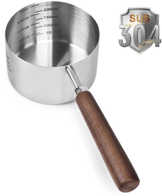 Main image of Dog-Cat Food-Scoop Measuring-Cup - 304 stainless steel material.1-Cup capacity. Precision scale measurements