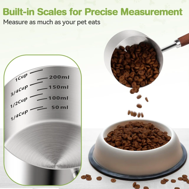 Alt view image 3 of 7 - Dog-Cat Food-Scoop Measuring-Cup - 304 stainless steel material.1-Cup capacity. Precision scale measurements