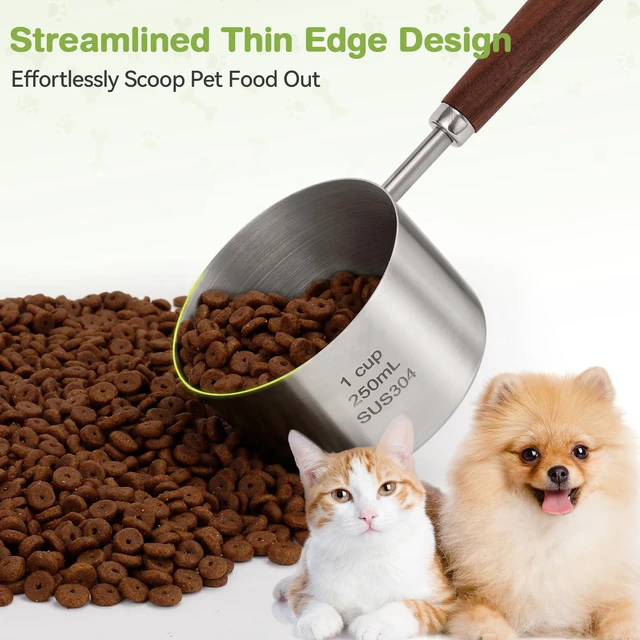 Alt view image 4 of 7 - Dog-Cat Food-Scoop Measuring-Cup - 304 stainless steel material.1-Cup capacity. Precision scale measurements
