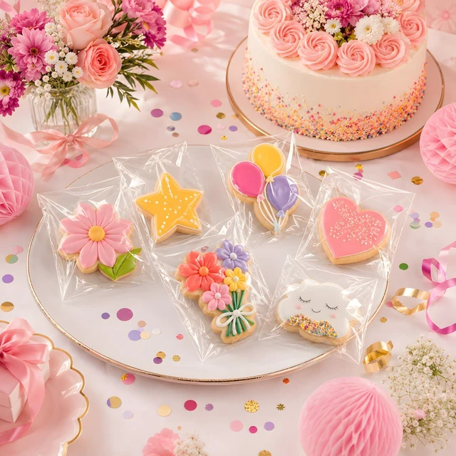 Alt view image 2 of 7 - 3x5 in Small Cellophane Treat Bags, Self-Sealing, 100 Pcs | Mini Clear Plastic Candy Bags for Small Cookie, Party Favor, Snack, Goodie, Jewelry, Stickers, Beads and Product