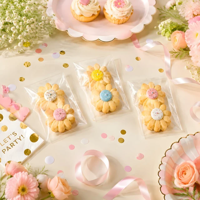 Alt view image 3 of 7 - 3x5 in Small Cellophane Treat Bags, Self-Sealing, 100 Pcs | Mini Clear Plastic Candy Bags for Small Cookie, Party Favor, Snack, Goodie, Jewelry, Stickers, Beads and Product