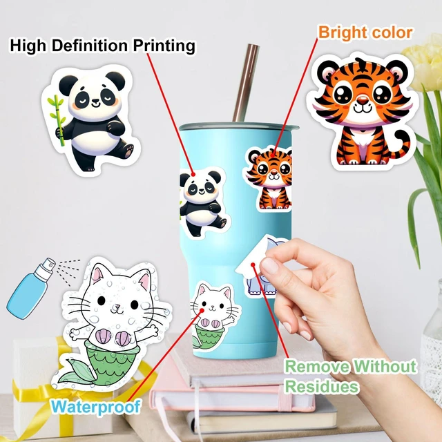 Alt view image 3 of 7 - 100 PCS Water Bottle Stickers for Kids,Waterproof Vinyl Animal Stickers for Kids,Skateboard,Laptop Stickers for Girls Boys Classroom Prizes