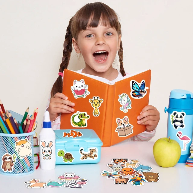Alt view image 4 of 7 - 100 PCS Water Bottle Stickers for Kids,Waterproof Vinyl Animal Stickers for Kids,Skateboard,Laptop Stickers for Girls Boys Classroom Prizes