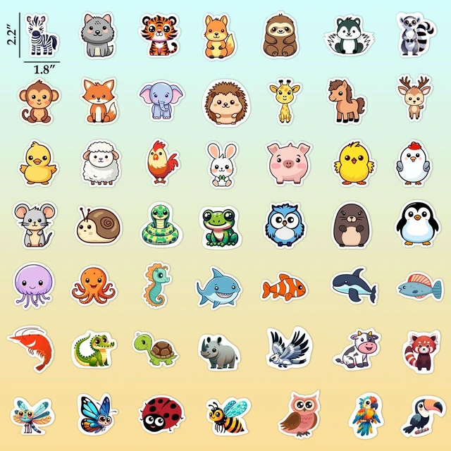 Alt view image 5 of 7 - 100 PCS Water Bottle Stickers for Kids,Waterproof Vinyl Animal Stickers for Kids,Skateboard,Laptop Stickers for Girls Boys Classroom Prizes