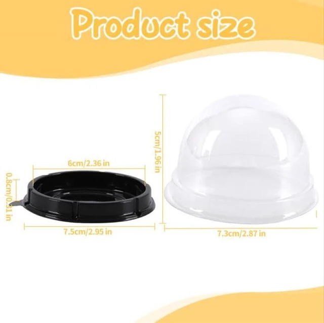 Alt view image 2 of 7 - 50 Pack 2 Inch Clear Plastic Mini Cake Box, Black | Muffins Box, Cookies Box, Dome Box, Wedding Birthday Gift Box