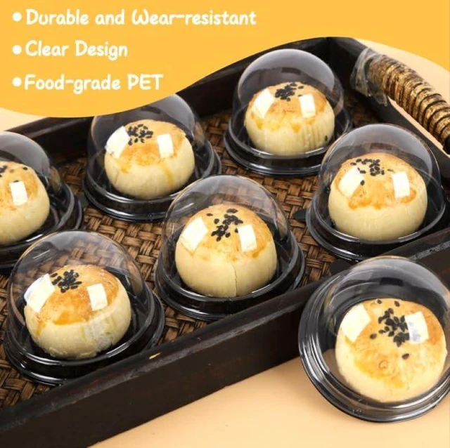 Alt view image 3 of 7 - 50 Pack 2 Inch Clear Plastic Mini Cake Box, Black | Muffins Box, Cookies Box, Dome Box, Wedding Birthday Gift Box