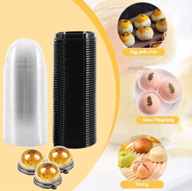 Alt view image 4 of 7 - 50 Pack 2 Inch Clear Plastic Mini Cake Box, Black | Muffins Box, Cookies Box, Dome Box, Wedding Birthday Gift Box