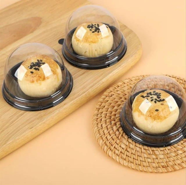 Alt view image 7 of 7 - 50 Pack 2 Inch Clear Plastic Mini Cake Box, Black | Muffins Box, Cookies Box, Dome Box, Wedding Birthday Gift Box