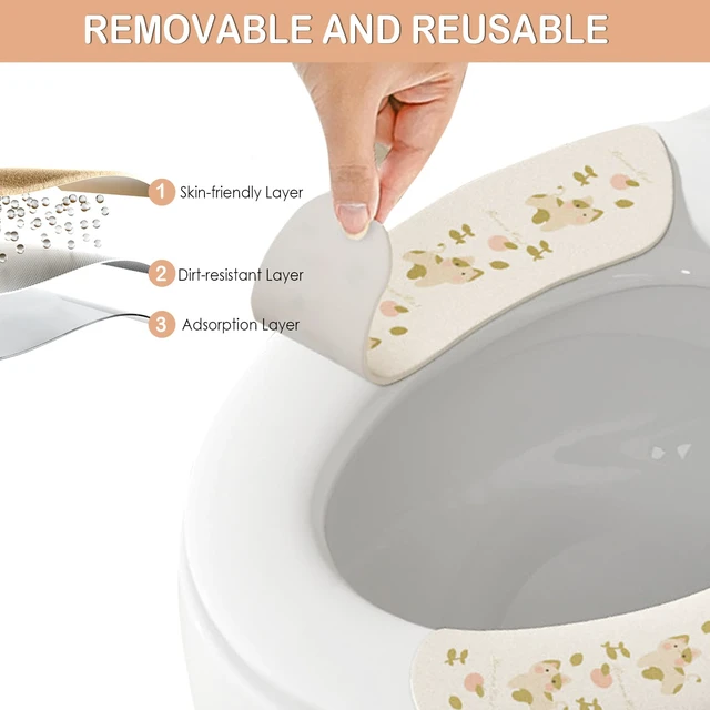Alt view image 3 of 6 - 3-Pack Toilet Seat Cushion Covers - Soft and Comfortable, Washable and Reusable, with Adhesive Backing