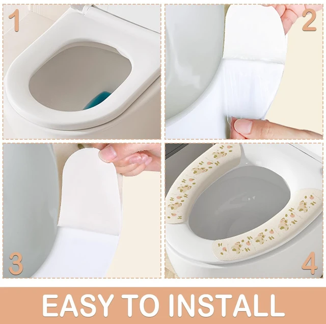 Alt view image 5 of 6 - 3-Pack Toilet Seat Cushion Covers - Soft and Comfortable, Washable and Reusable, with Adhesive Backing