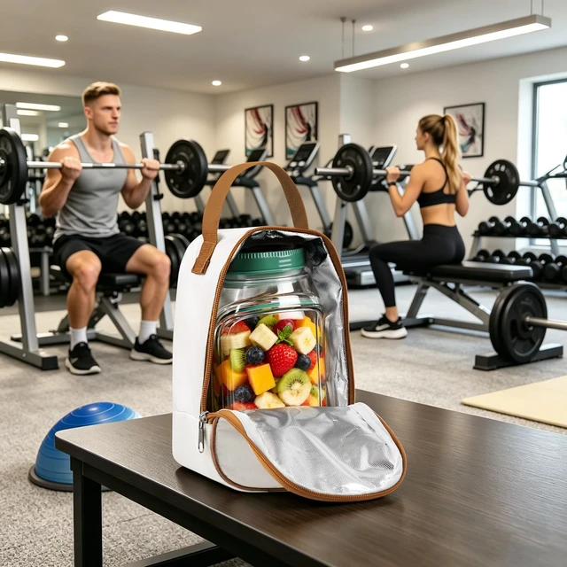 Alt view image 6 of 7 - Side-Opening Mason Salad Jar Portable Storage Bag Durable Insulated Tot | Side-Opening Salad Pod Mason Salad Jar Durable Insulated Tote Bag for Safe Transport&Temperature Retention for Office/Travel