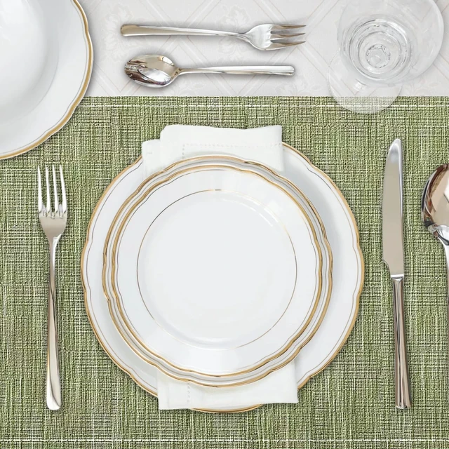Alt view image 2 of 7 - Placemats, Placemats Set of 4 Washable Place Mats, Green 12" x 18" | Easy to Clean, Heat-Resistant Anti-Skid Sage Green Linen Placemats for Holiday Party Kitchen Dining Room Decoration