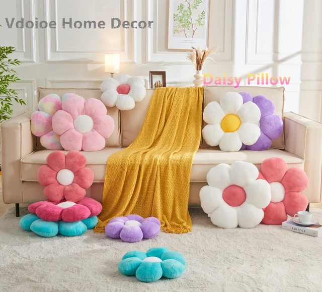 Alt view image 3 of 6 - Flower Pillow,15.7In Cute Daisy Pillow Pink Throw Pillows | Decorative Pillows,Plush,PP Cotton Filling,Flower Shaped,Seating Cushion,for Sofa Couch Bed,Spring Cute Home Decor