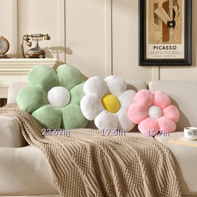 Alt view image 2 of 6 - Flower Pillow,15.7In Cute Daisy Pillow Pink Throw Pillows | Decorative Pillows,Plush,PP Cotton Filling,Flower Shaped,Seating Cushion,for Sofa Couch Bed,Spring Cute Home Decor
