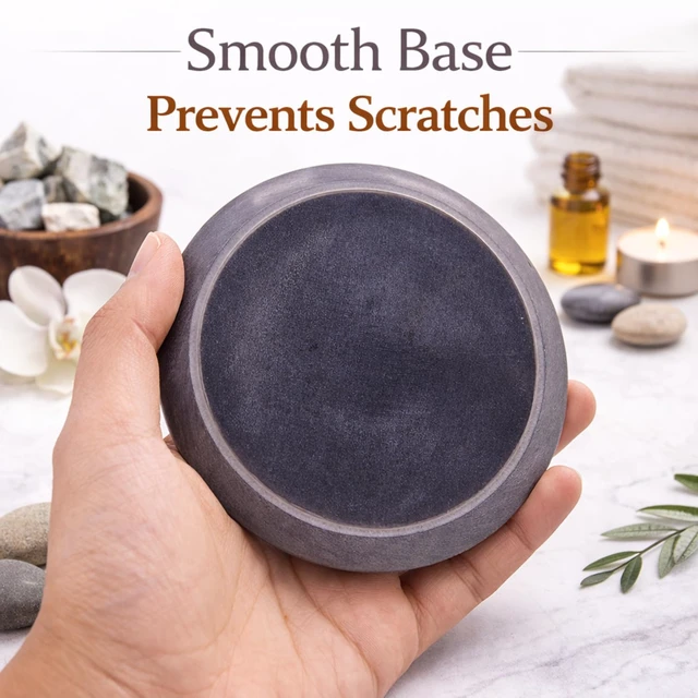 Alt view image 6 of 7 - Handmade Natural Grey Marble Incense Stick Holder | Round Incense Burner, Multiple Holes, 4 inch Diameter, Decorative Ash Catcher