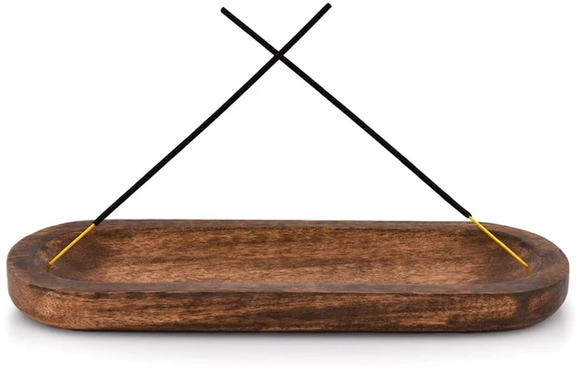 Main image of Incense Burner Stick Holder Ash Catcher Wooden Handmade Modern Gift Wood Home Decor Size (11" X 4" X 1")