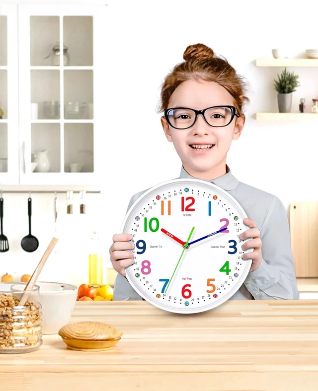 Alt view image 3 of 7 - Silent Kids Wall Clock Non-Ticking, Battery-Powered, Ideal for Teaching Time and Stylish Décor in Any Room - 8 Inch