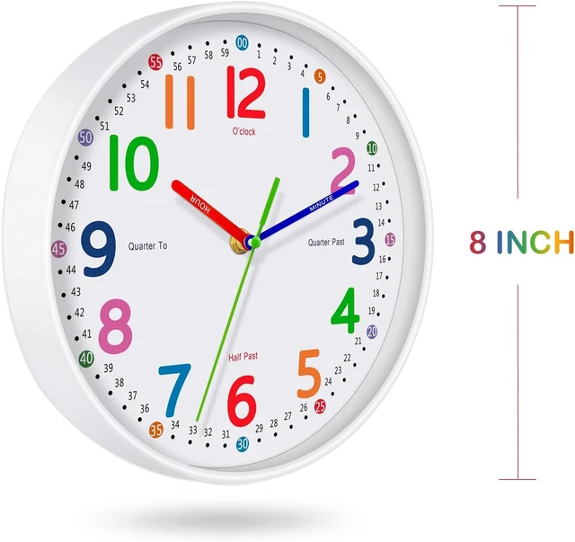 Alt view image 5 of 7 - Silent Kids Wall Clock Non-Ticking, Battery-Powered, Ideal for Teaching Time and Stylish Décor in Any Room - 8 Inch