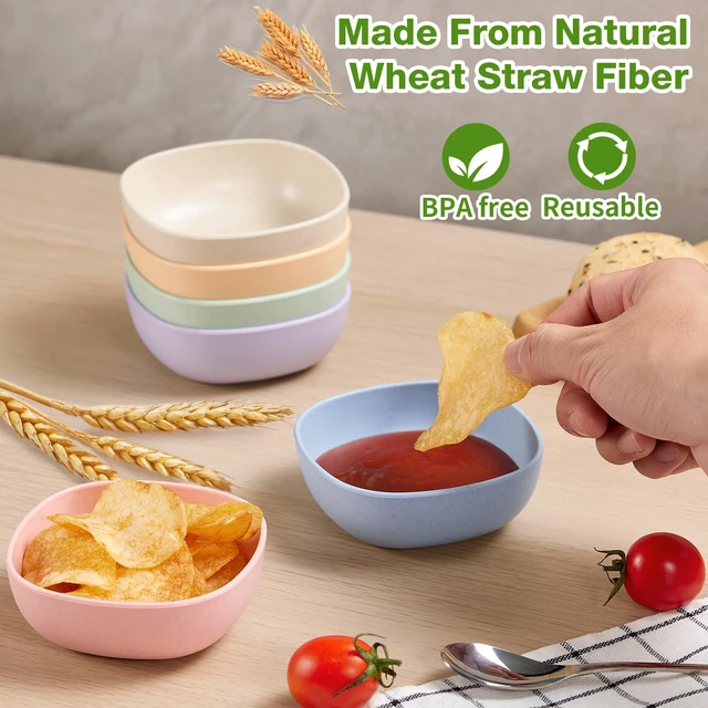 Alt view image 4 of 7 - 6 Pack Wheat Straw Soy Sauce Dishes, 4.5 OZ Small Dessert Bowls, Unbreakable Dipping Bowl, Pinch Bowls Set, Dipping Sauce Cups, Mini Prep Bowls, Dip Bowls for Side Dish, Ketchup, Soy, BBQ