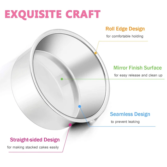 Alt view image 3 of 7 - 4 Inch Small Cake Pan Set of 3, Stainless Steel Mini Round Smash Cake Baking Pans, Non-Toxic & Healthy, Mirror Finish & Dishwasher Safe