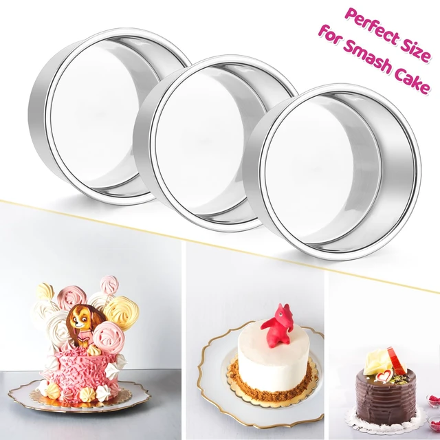 Alt view image 4 of 7 - 4 Inch Small Cake Pan Set of 3, Stainless Steel Mini Round Smash Cake Baking Pans, Non-Toxic & Healthy, Mirror Finish & Dishwasher Safe
