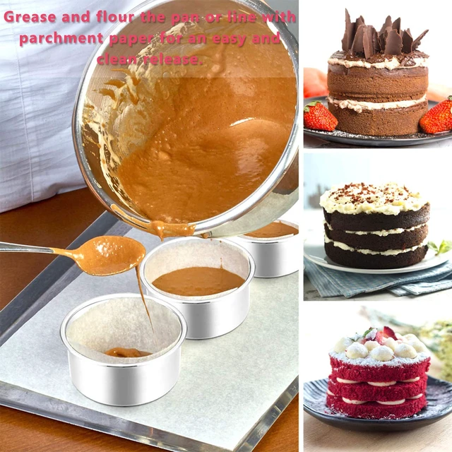 Alt view image 5 of 7 - 4 Inch Small Cake Pan Set of 3, Stainless Steel Mini Round Smash Cake Baking Pans, Non-Toxic & Healthy, Mirror Finish & Dishwasher Safe