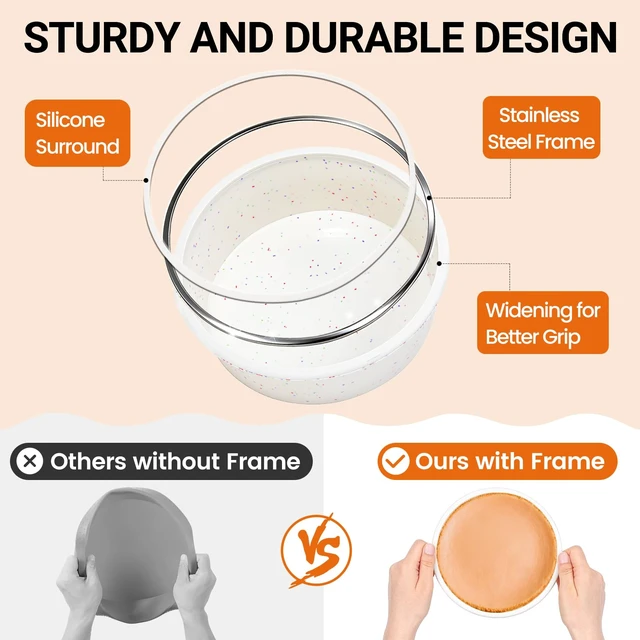 Alt view image 3 of 7 - Nonstick 6 Inch Silicone Cake Pans with Metal Reinforced Frame, 3 Packs Dishwasher Safe Small Round Cake Pan, BPA Free, Easy Storage, Smash Cake Pans for Baking Cake, Deep Dish Pizza
