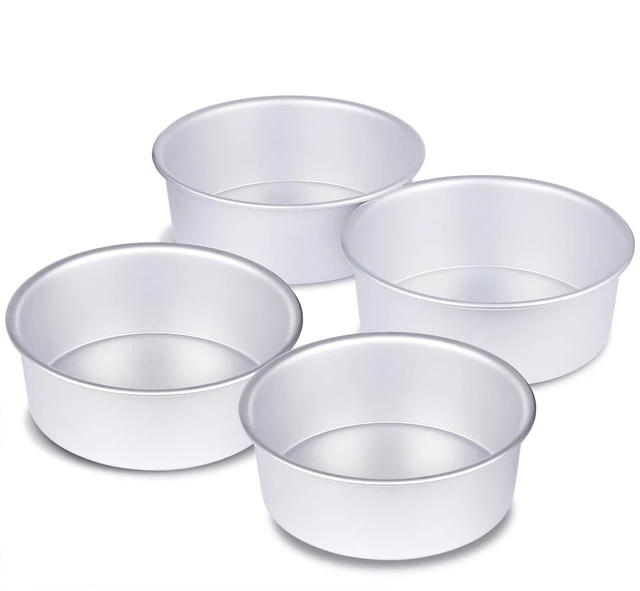 Main image of 4 x 2 inch Round Cake Pan Set of 4, Aluminum Baking Pans for Mini Cakes, Heavy Duty Non-Stick, Evenly Baking Tools for Home Kitchen, Birthday Wedding Anniversary