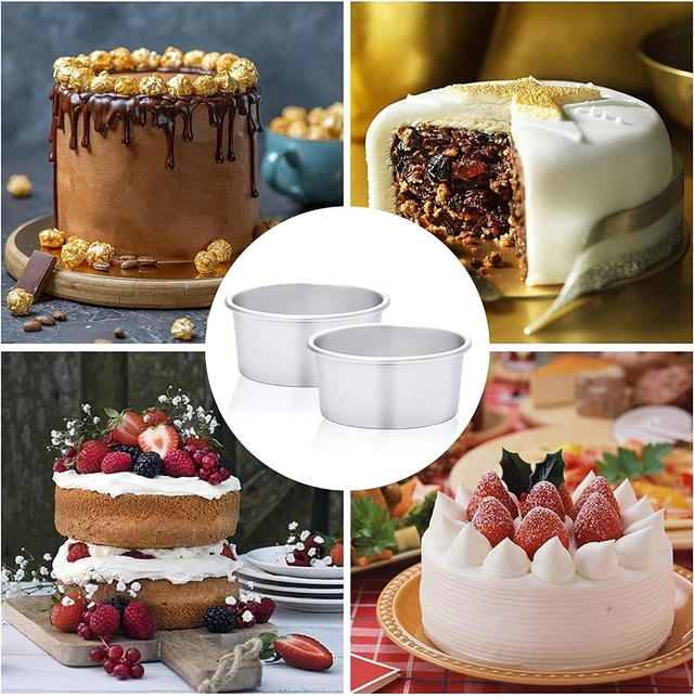 Alt view image 3 of 7 - 4 x 2 inch Round Cake Pan Set of 4, Aluminum Baking Pans for Mini Cakes, Heavy Duty Non-Stick, Evenly Baking Tools for Home Kitchen, Birthday Wedding Anniversary