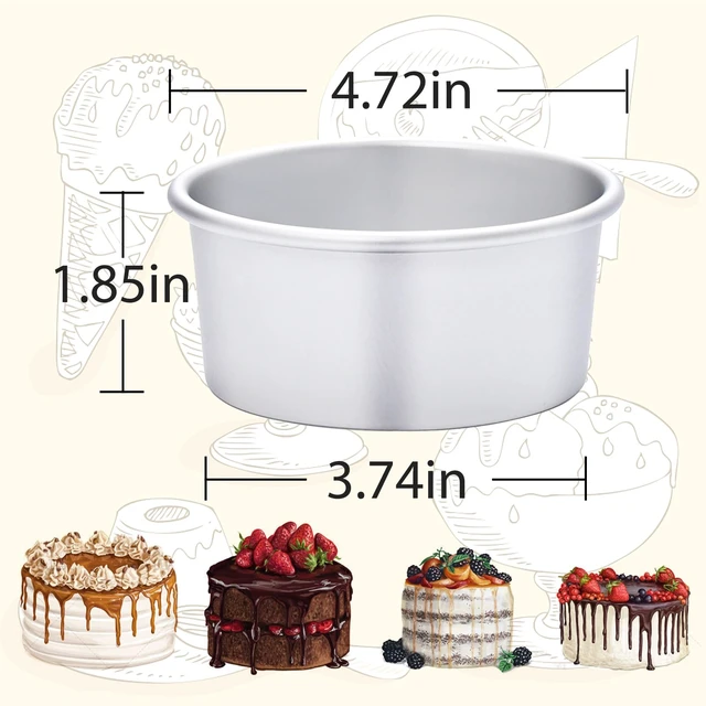 Alt view image 5 of 7 - 4 x 2 inch Round Cake Pan Set of 4, Aluminum Baking Pans for Mini Cakes, Heavy Duty Non-Stick, Evenly Baking Tools for Home Kitchen, Birthday Wedding Anniversary