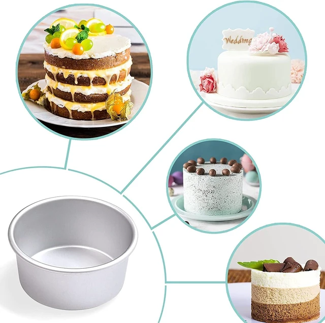 Alt view image 6 of 7 - 4 x 2 inch Round Cake Pan Set of 4, Aluminum Baking Pans for Mini Cakes, Heavy Duty Non-Stick, Evenly Baking Tools for Home Kitchen, Birthday Wedding Anniversary