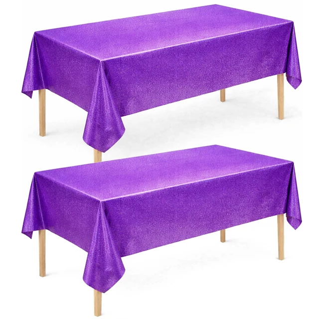 Alt view image 7 of 7 - Purple Birthday Decorations - 2 Pack Laser Purple Tablecloth for KStyle Demon Music Theme Birthday Decorations - Pink Party Decor for Korean Pop,Iridescent Party Decorations for Bridal Halloween