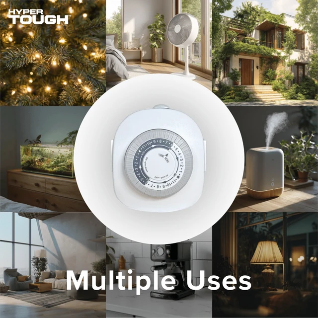 Alt view image 2 of 6 - Hyper Tough 2-Outlet Analog Light Timer, Indoor, Grounded