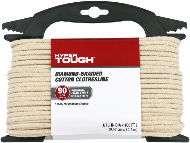 Main image of Hyper Tough 100ft Natural Color Cotton Clothes Line for Indoor and Outdoor