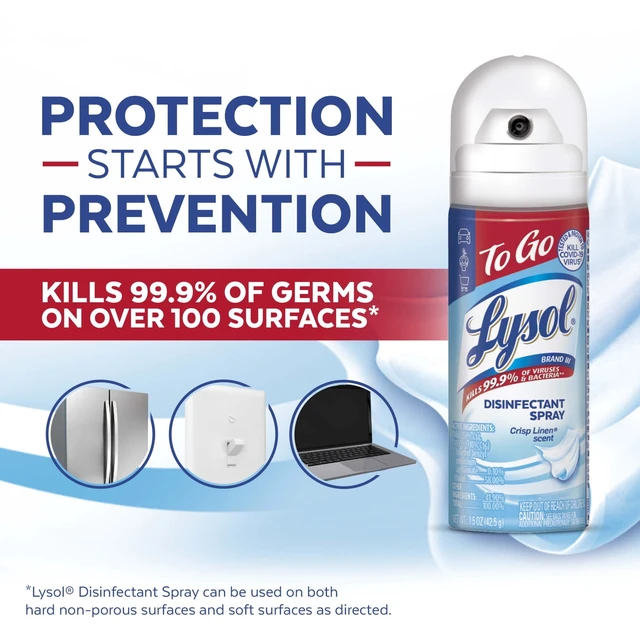 Alt view image 5 of 6 - Lysol to Go Travel Size Disinfectant Spray, Crisp Linen, 1.5fl oz