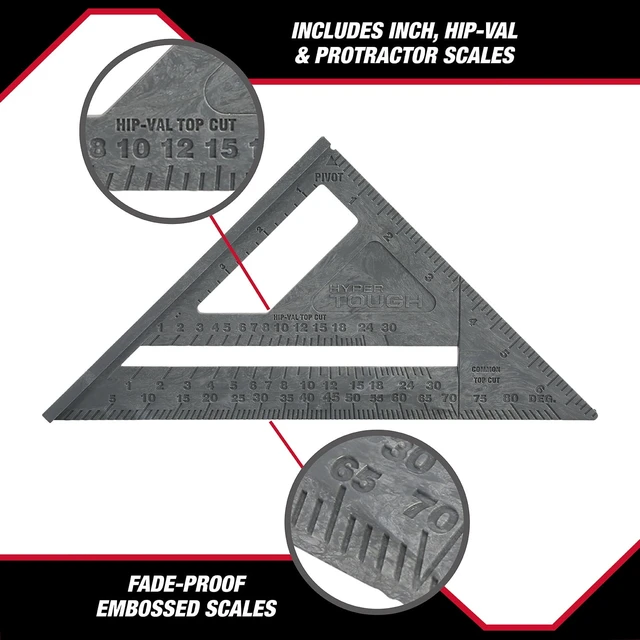 Alt view image 6 of 6 - Hyper Tough 7in Gray Plastic Rafter Square