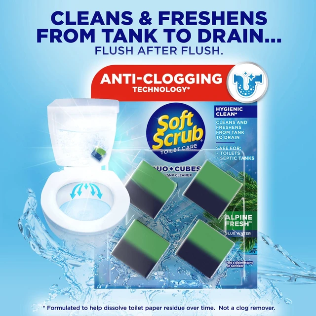 Alt view image 4 of 6 - Soft Scrub In-Tank Toilet Cleaner Duo-Cubes, Alpine Fresh, 4 Count, Continuous Clean