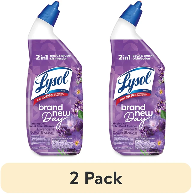 Main image of Lysol Toilet Bowl Cleaner Clinging Gel 2-Pack, 24 fl oz, Lavender & Cotton Blossom Scent