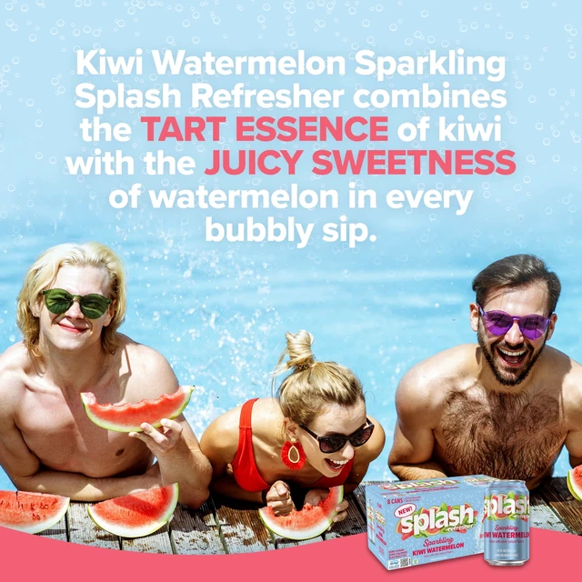 Alt view image 2 of 6 - Splash Blast Sparkling Can 12 fl oz Kiwi Watermelon 8-Pack