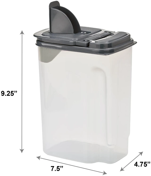 Main image of Mainstays 3.5qt Plastic All-Purpose Food Dispenser, Clear with Gray Lid, 7.5in x 3.75in x 9.25in, 1 Each