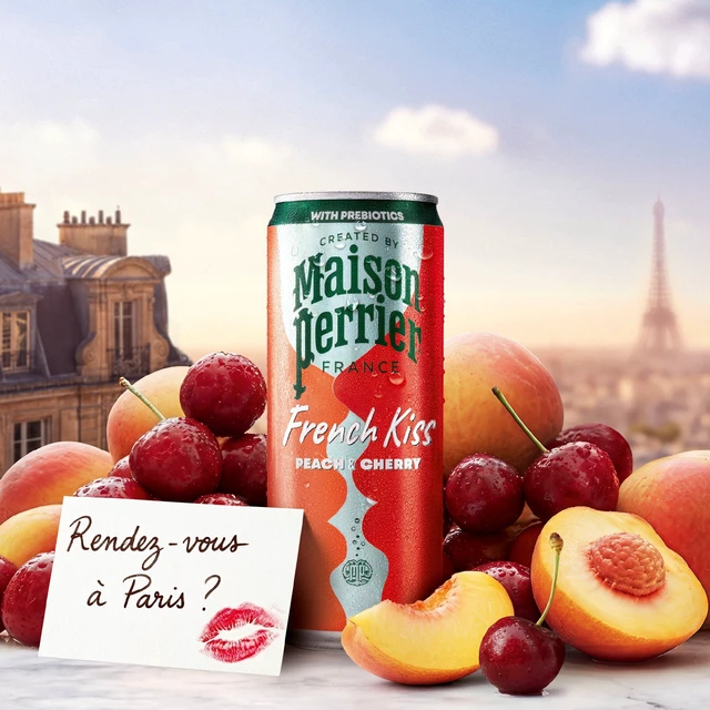 Alt view image 4 of 5 - Maison Perrier French Kiss Sparkling Juice Beverage, Peach & Cherry Real Fruit Juices, 6 Pack (66.9 fl oz)