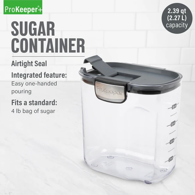 Alt view image 4 of 5 - ProKeeper+ Airtight Sugar Storage Container with Flip-to-Pour Spout and Stainless-Steel Latch