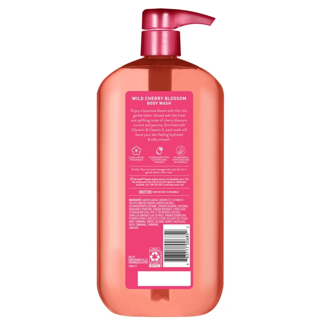 Alt view image 4 of 6 - Suave Wild Cherry Blossom Moisturizing Body Wash with Glycerin & Vitamin E, 30 FL OZ Pump