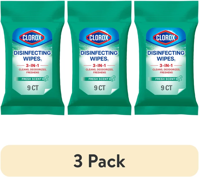 Main image of Clorox Disinfecting Cleaning Wipes to Go Pack, 3 Pack, Bleach Free, Fresh Scent, 9 Count